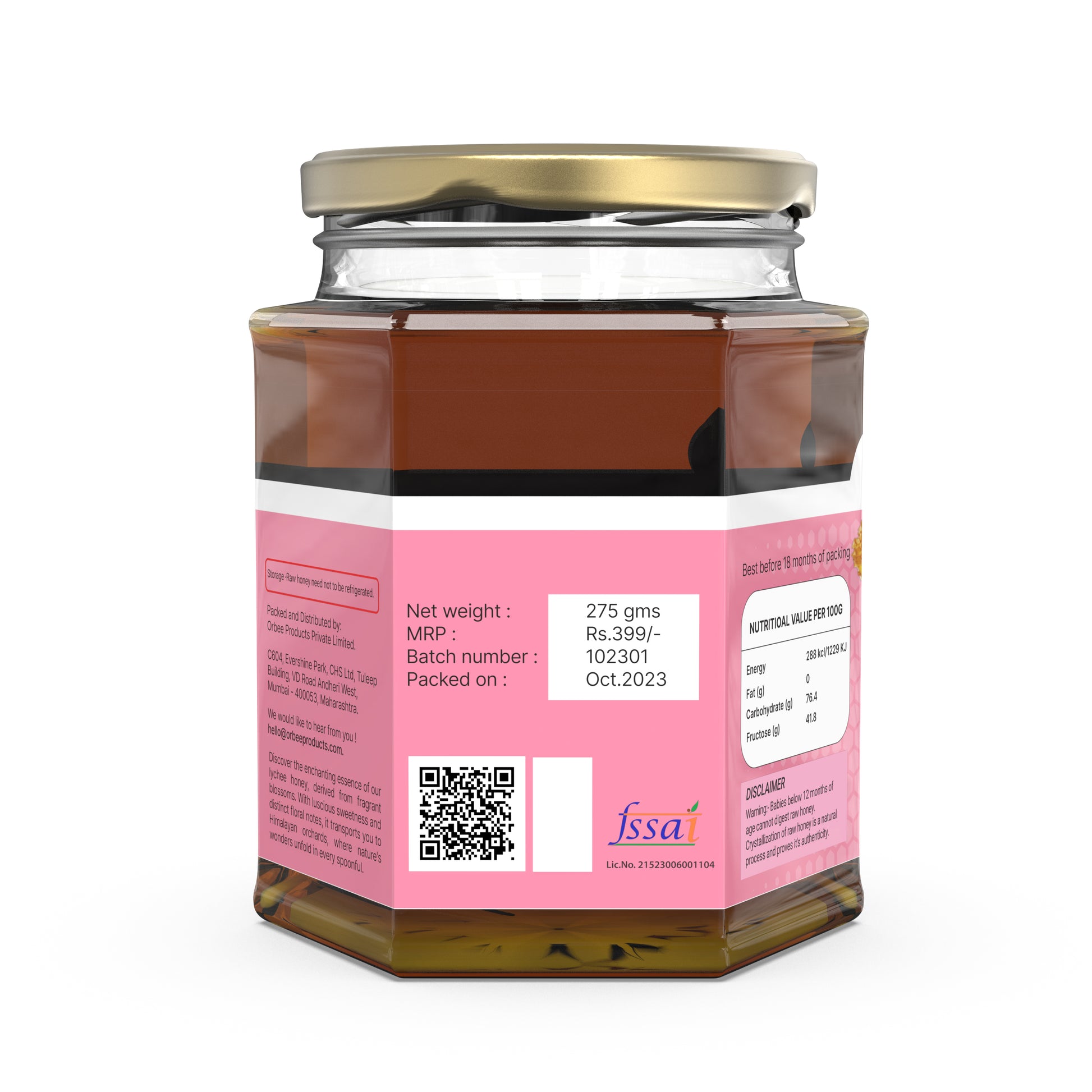 Orbee lychee honey nutritional value